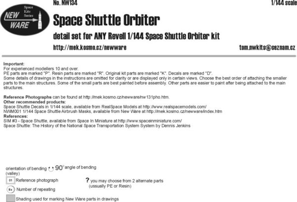 Space Shuttle Orbiter Detail Set. Newware 134. 1/144.