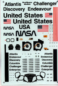 Space Shuttle Orbiter Decal Set im Maßstab 1/72. Realspace