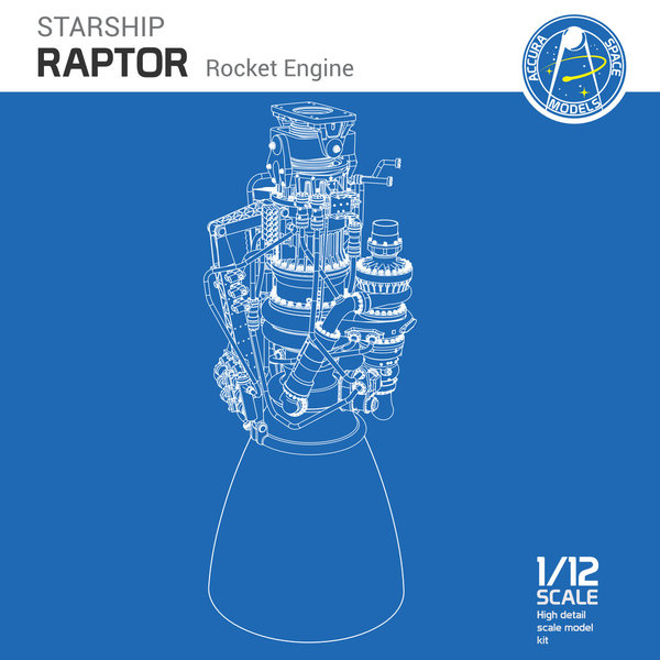 Raptor-V1 Raketentriebwerk. 1/12. Accura Space Models.